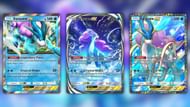 All Suicune ex variants as seen in the game (Image via The Pokemon Company)